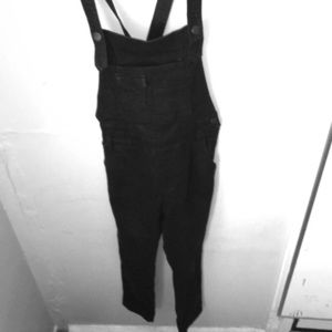 Free people black sheen overalls